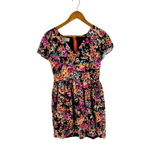 Corey Lynn Calter Anthropologie Black Floral Fit & Flare Dress Multicolor Size 4 - Picture 8 of 8